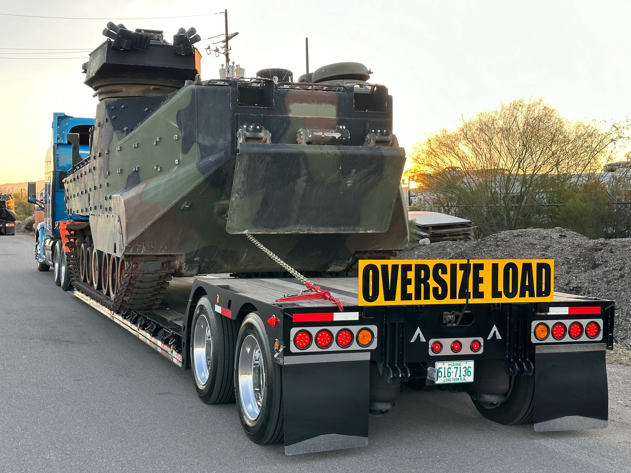 Commercial semi truck fleet on highway